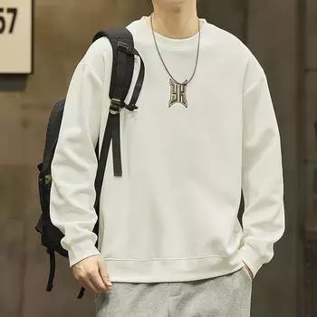 Осенняя новая толстовка мужская вышитая пуловер базовый простой ретро универсальный модный спортивный повседневный топ для мужчин M