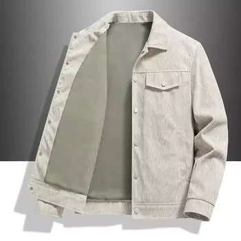 Осенняя новая вельветовая куртка с лацканами для молодых и мужчин среднего возраста, модная повседневная короткая мужская рабочая одежда, трендовая куртка M