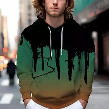 Осенняя новая зеленая мужская тонкая толстовка с принтом граффити, повседневная удобная толстовка с 3D цифровой печатью для мужчин и женщин, бейсбольная форма для пар XS зелёный