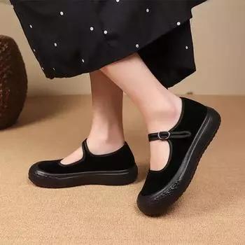 Осенняя новая женская обувь, модная повседневная обувь на платформе с блочным каблуком, кроссовки для фитнеса, ходьбы и танцев 35 чёрный