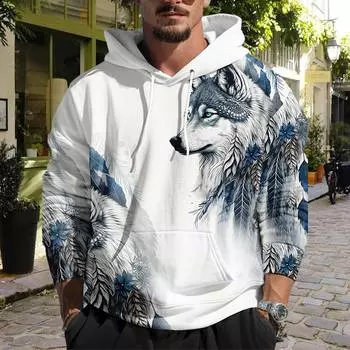 Осенняя новинка 3D Fierce Wolf Dog Printed мужская тонкая толстовка с капюшоном повседневная удобная 3D цифровая печать толстовка мужская XS серый