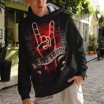 Осенняя новинка 3D Happy Gesture Printed мужская тонкая толстовка с капюшоном повседневная удобная 3D цифровая печать толстовка мужская XS серый