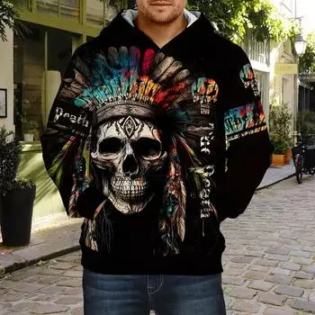 Осенняя новинка 3D Mysterious Chief Printed мужская тонкая толстовка с капюшоном Повседневная, удобная 3D цифровая печать толстовка мужская XS чёрный