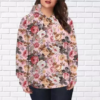 Осенняя новинка 3D-печать с цифровыми богатыми разноцветными украшениями, толстовка с капюшоном, женская бейсбольная форма XS розовый