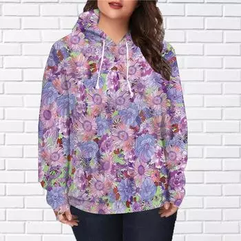 Осенняя новинка 3D-печатная цифровая фиолетовая цветочная морская печать толстовка женская бейсбольная форма XS фиолетовый