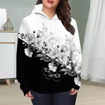 Осенняя новинка 3D-печатная цифровая наклонная толстовка с принтом персикового цветка женская бейсбольная форма XS чёрный