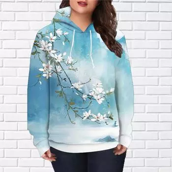 Осенняя новинка 3D-печатная цифровая толстовка с капюшоном с изображением гор и рек, женская бейсбольная форма XS синий