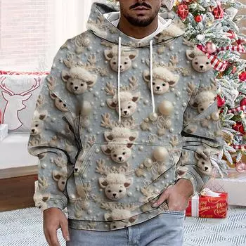 Осенняя новинка 3D-печатная рождественская праздничная серия с капюшоном для мужчин и женщин M