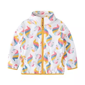 Осенняя новинка для маленьких и средних детей, симпатичная тонкая куртка с принтом воротника и карманами, с милым принтом животных 80cm