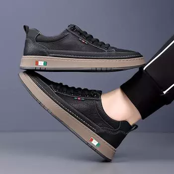 Осенняя новинка Doudou мужская обувь мягкая подошва тренд универсальная повседневная кожаная обувь мужская обувь Doudou board 38 чёрный