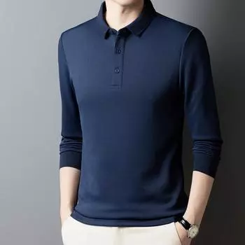 Осенняя новинка мужская футболка с длинными рукавами с деловыми лацканами мужская рубашка поло мужской стиль M