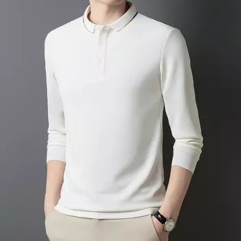 Осенняя новинка мужская футболка с длинными рукавами с деловыми лацканами мужская рубашка поло мужской стиль M