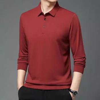 Осенняя новинка, рубашка поло с длинными рукавами и принтом ананаса, однотонная футболка с лацканами, нижняя рубашка, мужской топ M