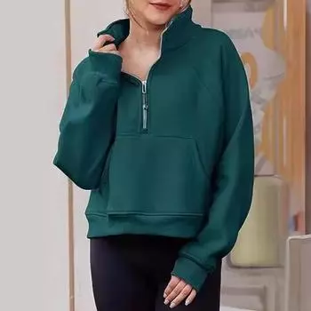 Осенняя новинка с длинным рукавом, на молнии, короткая толстовка с капюшоном, женский воротник-стойка, повседневные флисовые толстовки, женская мода, зимние однотонные простые женские толстовки 24890 S белый