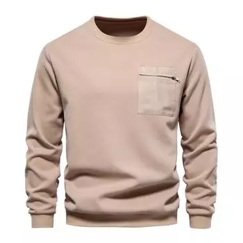 Осенняя новинка с длинными рукавами, однотонная толстовка, модная мужская, свободная, повседневная, универсальная, с круглым вырезом, мужская одежда S