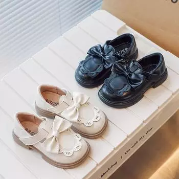 Осенняя обувь для девочек, однотонная детская обувь с круглым носком 26-insole16.5cm бежевый