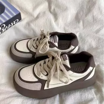 Осенняя обувь, новые женские кроссовки для бега 2024 года, новые модные американские кроссовки на платформе в стиле ретро, женские легкие кроссовки для бега 35 темно-коричневого