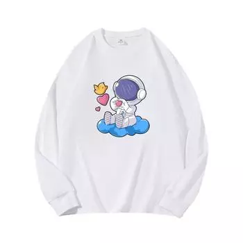 Осенняя одежда для астронавтов, длинный рукав, чистый хлопок, новый мужской и женский топ, весенний внутренний слой, базовая рубашка, футболка с круглым вырезом и длинными рукавами M коричневый