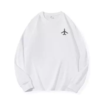 Осенняя одежда для самолетов, длинный рукав, чистый хлопок, новый мужской и женский топ, весенний внутренний слой, базовая рубашка, футболка с круглым вырезом и длинными рукавами M коричневый