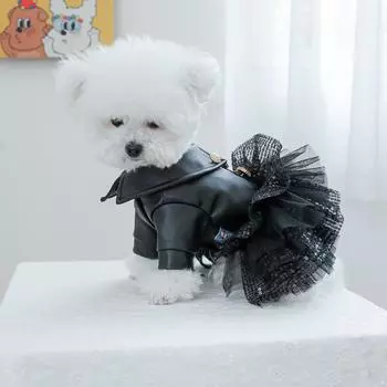 Осенняя одежда для собак из кожи в стиле панк с пайетками, платье принцессы для домашних животных, платье для собак меньшего размера для маленьких и средних собак, платье для чихуахуа и йорков XS