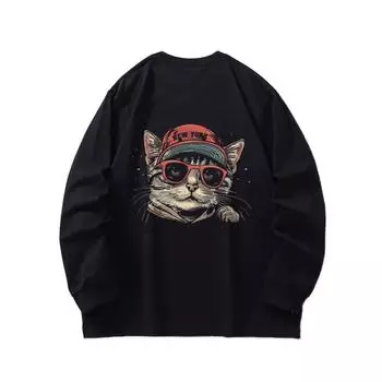 Осенняя одежда Kitty, длинный рукав, чистый хлопок, новый мужской и женский топ, весенний внутренний слой, базовая рубашка, футболка с круглым вырезом и длинными рукавами M коричневый