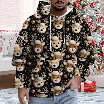 Осенняя одежда с 3D-печатью, рождественская праздничная серия, толстовки с капюшоном для мужчин и женщин, зимняя спортивная одежда, свитшот S