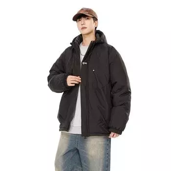Осенняя одежда с капюшоном из хлопка, мужская свободная утолщенная куртка с подкладкой, теплая куртка с подкладкой из хлопка S белый