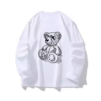 Осенняя одежда Sitting Bear с длинными рукавами из чистого хлопка, новый мужской и женский топ, весенний внутренний слой, базовая рубашка, футболка с круглым вырезом и длинными рукавами M коричневый