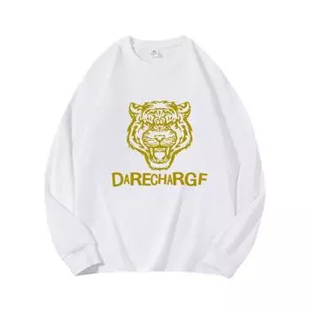 Осенняя одежда Tiger Head с длинными рукавами из чистого хлопка, новый мужской и женский топ, весенний внутренний слой, базовая рубашка, футболка с круглым вырезом и длинными рукавами M коричневый