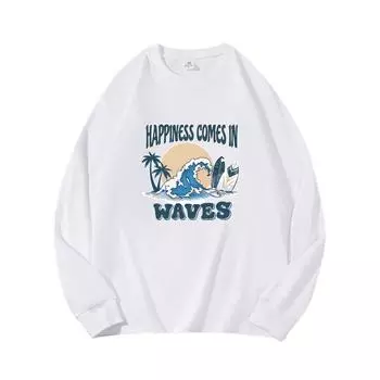 Осенняя одежда WAVES, длинный рукав, чистый хлопок, новый мужской и женский топ, весенний внутренний слой, базовая рубашка, футболка с круглым вырезом и длинными рукавами M коричневый