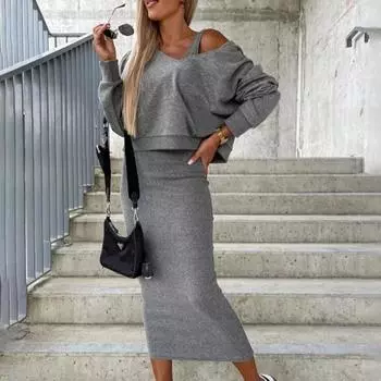 Осенняя однотонная модная толстовка с капюшоном, куртка, повседневные брюки, спортивные штаны, костюм M серый