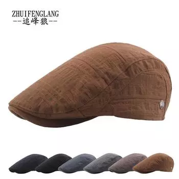 Осенняя однотонная мужская плиссированная полосатая хлопковая полиэстеровая шляпа в британском стиле для молодежи, берет с короткими полями для женщин Adjustable тёмно-синий