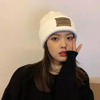 Осенняя однотонная универсальная мужская шапка с буквенным принтом в полоску, шерстяная шапка в корейском стиле, вязаная шапка B