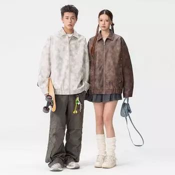 Осенняя пара красивая кожаная куртка тренчкот пара хулиган красивый свободный локомотив велосипедная одежда модный мужской тренчкот кожаная куртка M