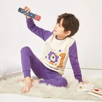 Осенняя пижама для мальчиков, комплект нижнего белья из хлопка больших размеров, удобная домашняя одежда с рисунком, майка 165