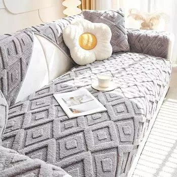 Осенняя подушка для дивана, плюшевая подушка, утолщенная, зимняя, теплая, хлопковая, декоративная, нескользящая, пылезащитная, накидка на спинку, полотенце 70x70cm 1pc оранжевый