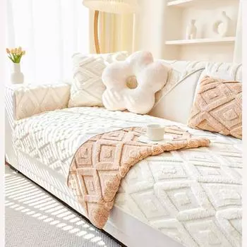 Осенняя подушка для дивана, плюшевая подушка, утолщенная, зимняя, теплая, хлопковая, декоративная, нескользящая, пылезащитная, накидка на спинку, полотенце 70x70cm 1pc