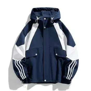 Осенняя популярная куртка с капюшоном, мужская куртка для подростков, красивое универсальное свободное пальто для мужчин L