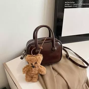 Осенняя портативная маленькая квадратная сумка женская 2024 новая модная ретро сумка через плечо простая сумка-мессенджер цельная доставка 19*6*13 чёрный