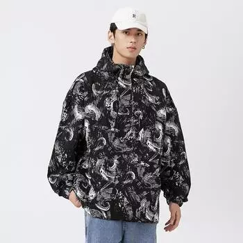 Осенняя повседневная куртка Tide Brand в гонконгском стиле с капюшоном, мужской свободный свитер большого размера с длинным рукавом, куртка Tide M