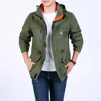 Осенняя повседневная мужская куртка однотонного цвета с длинным рукавом, модная городская свободная куртка с капюшоном и воротником-стойкой M