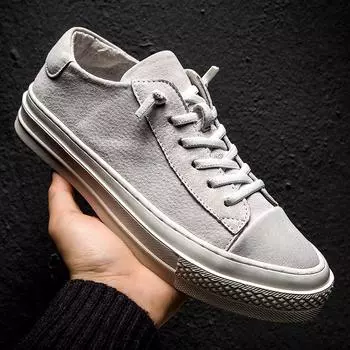 Осенняя повседневная обувь на шнуровке, мужская кожаная прогулочная обувь-лодочка, мокасины, обувь на плоской подошве, мужская люксовая марка, горячая распродажа, мода 6.5 серый