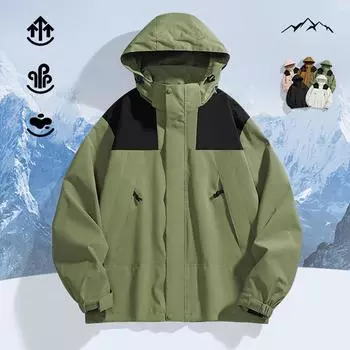 Осенняя повседневная водонепроницаемая куртка для мужчин, для скалолазания, пешего туризма, ветровка с капюшоном, пальто для кемпинга, рыбалки, унисекс M чёрный