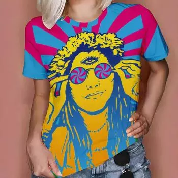 Осенняя повседневная женская модная 3D цифровая печатная футболка на улице Футболки женские S