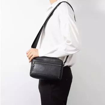 Осенняя простая сумка через плечо из натуральной кожи, горизонтальная модная сумка-мессенджер, большая вместительная сумка через плечо с функцией снижения нагрузки чёрный