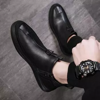 Осенняя ранняя зимняя обувь, мужские ботинки челси из натуральной кожи, модная мужская обувь, мужские ботильоны из коровьей кожи, черные, 2024, новые 38 чёрный