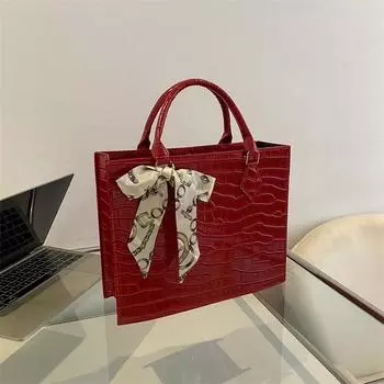 Осенняя ретро-сумка однотонного цвета, переносная квадратная сумка, модная сумка с каменным узором, простая сумка через плечо в иностранном стиле, большая вместимость для женщин красный