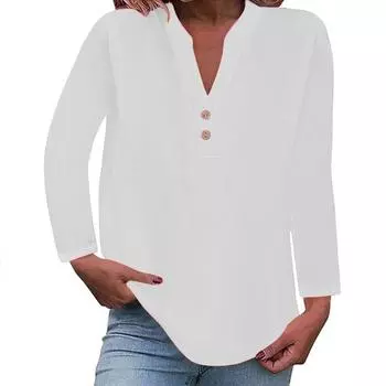 Осенняя рубашка, модная женская однотонная рубашка с длинными рукавами и воротником-стойкой, с бамбуковым узлом, из хлопка и льна, повседневная рубашка-пуловер S чёрный