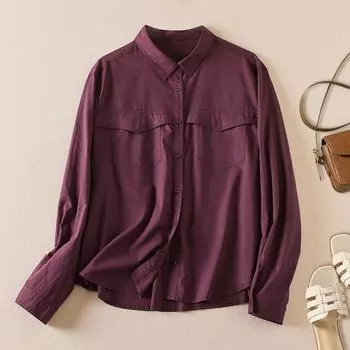 Осенняя рубашка-топ с длинными рукавами в стиле арт-досуг Niche Design Sense для женщин M фиолетовый