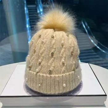 Осенняя шапка-бини Мягкие зимние вязаные шапки Теплые шапки Уличная одежда Аксессуары One size fits all, high elasticity чёрный